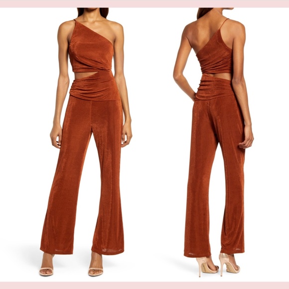 NEW MISHA Collection [‎ 6 ] Evelia One Shoulder Jumpsuit Pantsuit in Copper - Picture 1 of 16